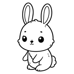 Adorable bunny rabbit coloring book page. Vector illustration