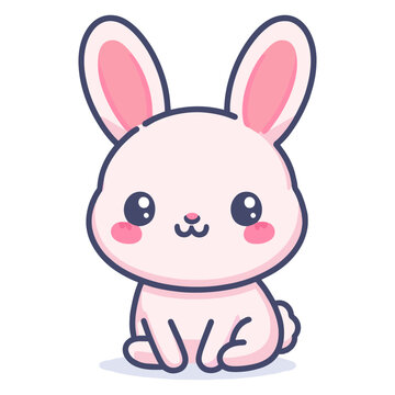 Cute bunny rabbit isolated. Line art vector illustration