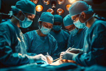 A group of surgeons are performing a surgery
