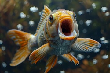 Fototapeta premium photo of a carp with open mouth