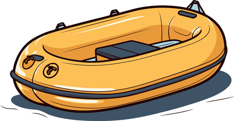 Colorful Rubber Boat Vector Illustration in Flat Design