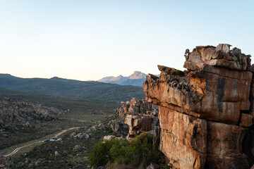 landscape photo of a view of a rocky formations in a valley in the Cederberg, western cape