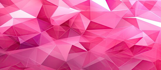 A vibrant pink background adorned with a creative artsinspired geometric pattern of triangles in shades of purple, magenta, and pink, exuding symmetry and artistry