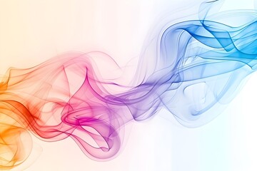 Colorful smoke on light background, yellow, lilac and blue wave, multicolor abstract.