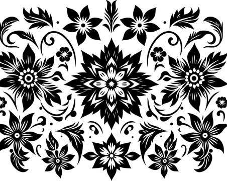 Beautiful black and white floral ornament. Vector illustration for your design