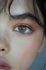 Obraz premium Detailed view of glittery bronze eye makeup