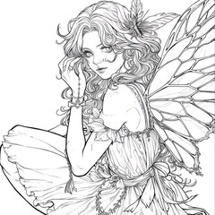 Fairy Coloring Page with Lots of Details