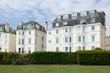 Folkestone, Kent ,uk August 1,  2023 Large Regency Building, holiday homes by a sunny seaside resort