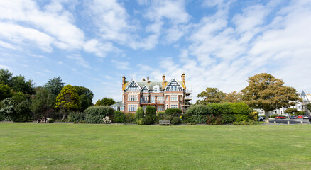 Fototapeta premium Folkestone, Kent ,uk August 1, 2023 Large Regency Building, holiday homes by a sunny seaside resort