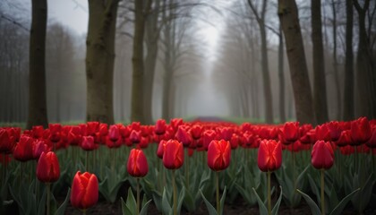 Obraz premium AI generated photo of Red Tulips