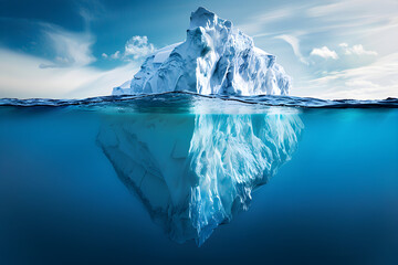 The Majestic and Mysterious Iceberg: A Spectacular Portrait of Nature's Unseen Formation - obrazy, fototapety, plakaty