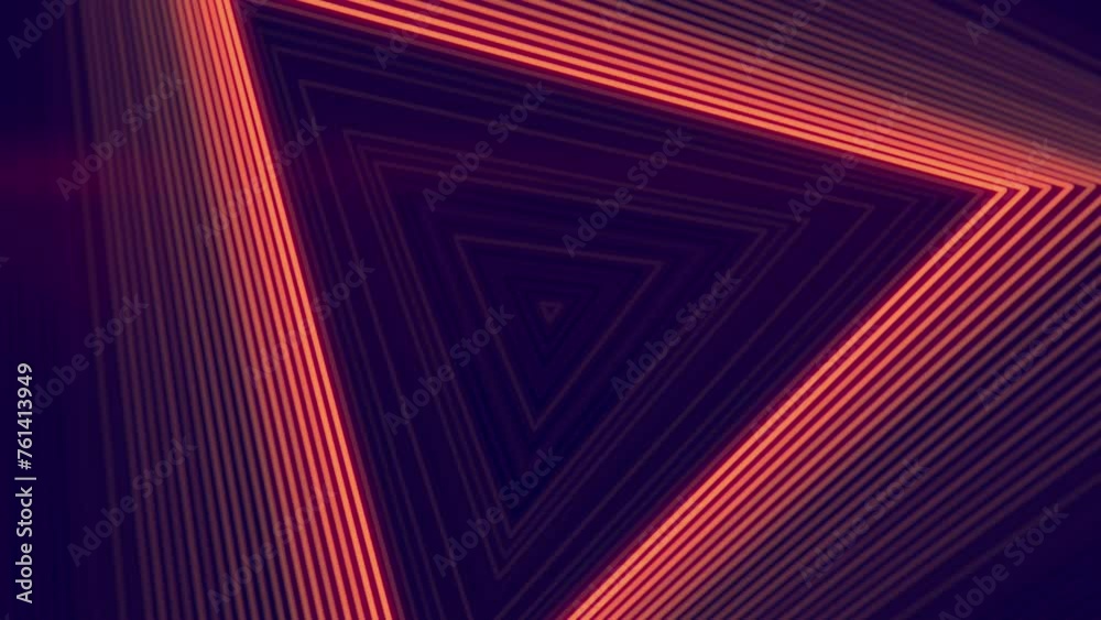 Aufkleber Digital loop animation with light pattern of a series of triangles. 3d rendering