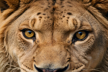 Closeup of lion face 