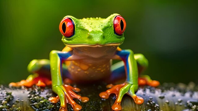red-eyed tree frog on a leaf
