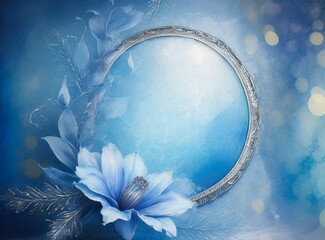 Ornate mirror illustration on blue background