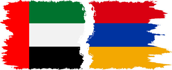 Armenia and United Arab Emirates grunge flags connection vector