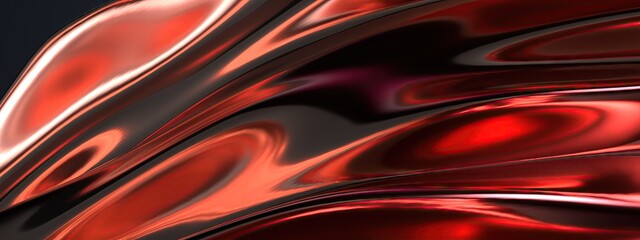 Copper Metal Thin Plate Surface, Liquid Like, Displacement Elegant and Modern 3D Rendering Abstract Background - obrazy, fototapety, plakaty