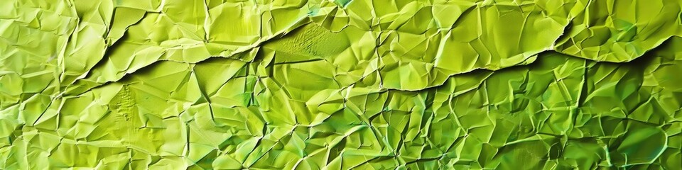 Vibrancy of a single-colored crumpled paper texture background, painted in lively lime green, sparking creativity and joy.