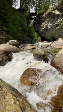 Waterfall in the Maltatal in Carinthia Austria during a beautiful springtime day in the Alps.