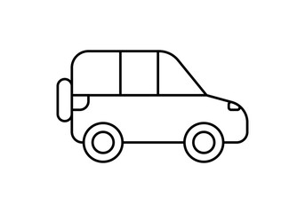 Icono negro de todoterreno en fondo blanco. 