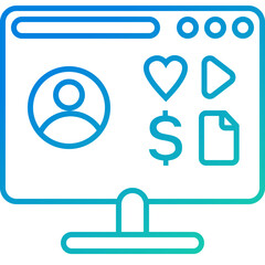 Content & Transit Network, Internet User Icon - Green, Blue, Gradient, Outline