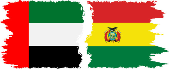Bolivia and United Arab Emirates grunge flags connection vector