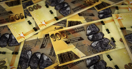 Zimbabwe Dollar note money printing concept 3d illustration