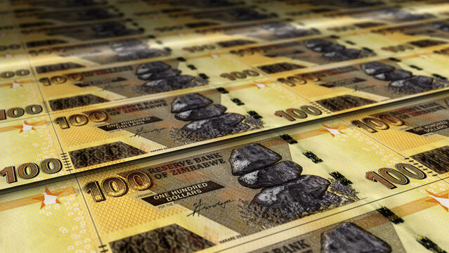 Zimbabwe Dollar note money printing concept 3d illustration