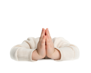 Cute toddler child baby Praying hands Transparent background PNG. Clasped hands in prayer. Religious concepts such as thanking god, salvation, holy spirit, deliverance, faith and deliverance from evil
