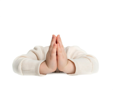 Cute toddler child baby Praying hands Transparent background PNG. Clasped hands in prayer. Religious concepts such as thanking god, salvation, holy spirit, deliverance, faith and deliverance from evil
