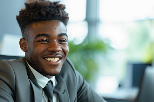businessman smiling. The face of a smiling young man in the office.