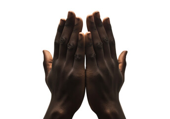 African american man Praying hands. Transparent background PNG. Clasped hands in prayer. Religious concepts such as thanking god, salvation, holy spirit, deliverance, faith and deliverance from evil