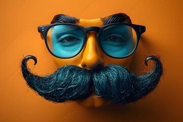 Man Wearing Fake Mustache and Glasses - obrazy, fototapety, plakaty
