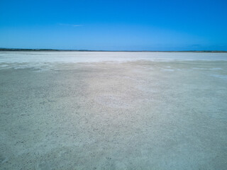 Dry lake, salt flat in Europe Italy on the island of Sardinia. Drone