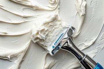 Shaving cream photo on white isolated background