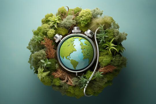 3D model earth green plants