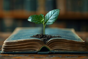 Book With Plant Sprouting