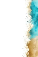 Watercolor frames in turquoise, blue, gold, beige tones.