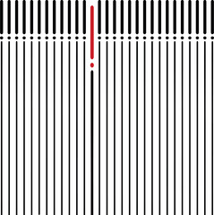 Vertical broken lines or exclamation point symbols.