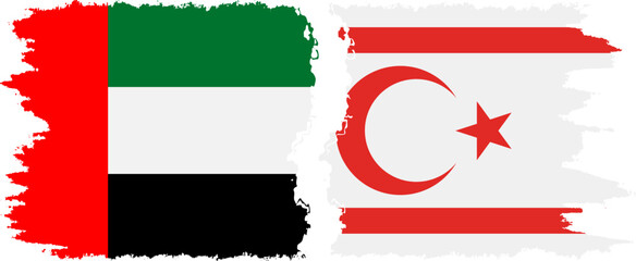 Turkish Republic of Northern Cyprus and United Arab Emirates grunge flags conne