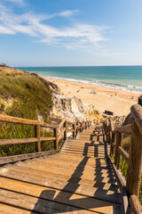 Stunning Cliffs and sandy beach at Praia da Falésia, Algarve, Portugal
