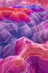 Gordijnen Surreal colorful landscape inspired by Grand Canyon. rock formations. Abstract colorful background image. Created with Generative AI technology © Artem
