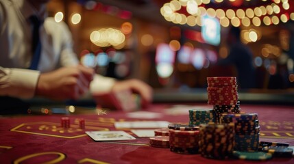 Gambling card game in casino.
