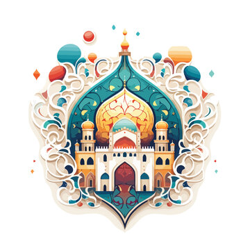 An Eid greeting card illustration with intricate 