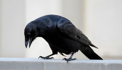 A Crow With Its Claws Scratching At A Concrete Led
