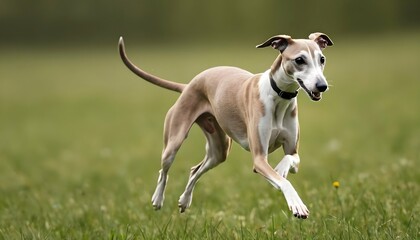 A Graceful Whippet Sprinting Through A Meadow