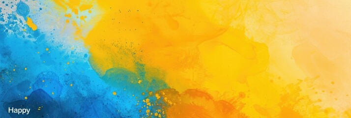 Colorful Painting Artwork with Bright Yellow and Blue Hues