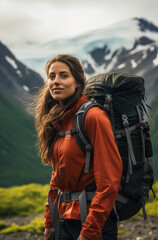 Obraz premium Woman Hiking in the Wilderness
