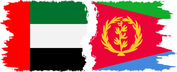 Eritrea and United Arab Emirates grunge flags connection vector