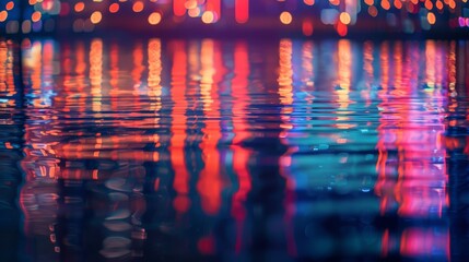City Lights and Water Reflections